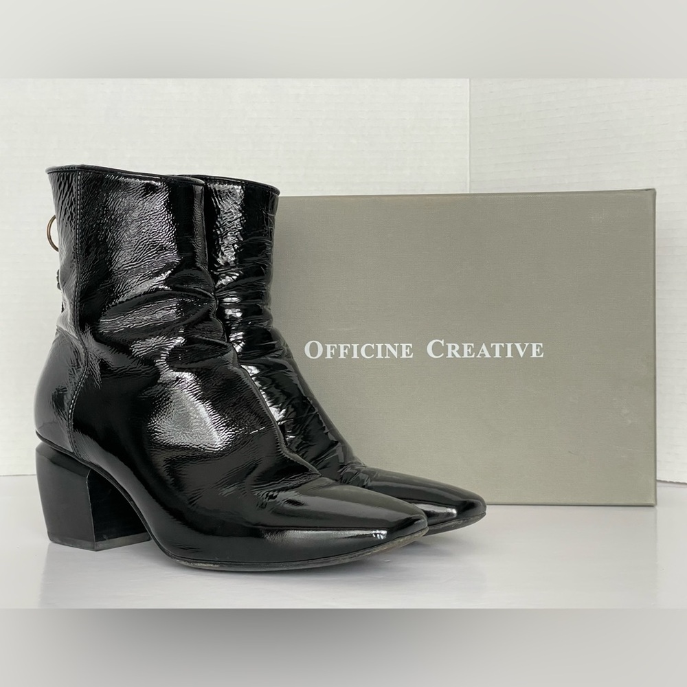 OFFICINE CREATIVE Black Patent Ankle Boots EU 37 Made in Italy - Picture 4 of 16